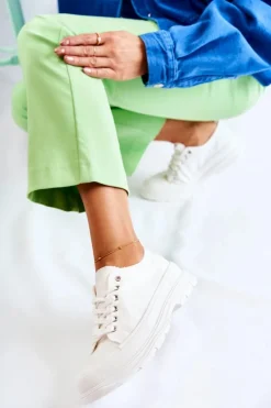 Damskie Boto Damskie Niskie Trampki Materiałowe Białe Gueso