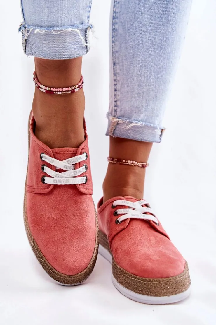 Damskie Big Star Shoes Damskie Niskie Trampki Memory Foam System Big Star KK276006 Koralowe