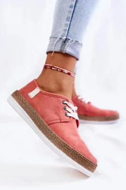 Damskie Big Star Shoes Damskie Niskie Trampki Memory Foam System Big Star KK276006 Koralowe