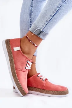 Damskie Big Star Shoes Damskie Niskie Trampki Memory Foam System Big Star KK276006 Koralowe