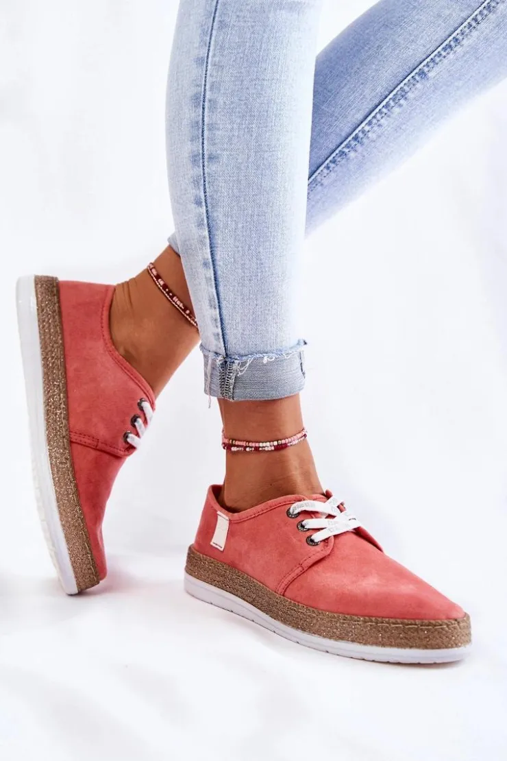 Damskie Big Star Shoes Damskie Niskie Trampki Memory Foam System Big Star KK276006 Koralowe