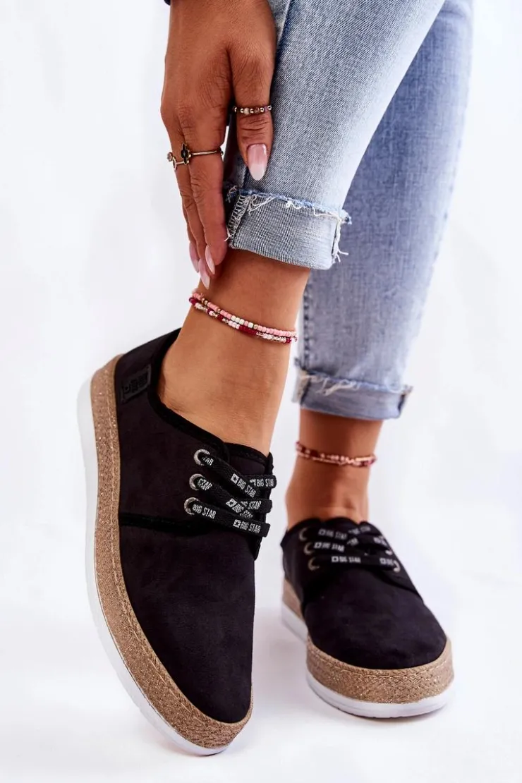 Clearance Big Star Shoes Damskie Niskie Trampki Memory Foam System Big Star KK276004 Czarne