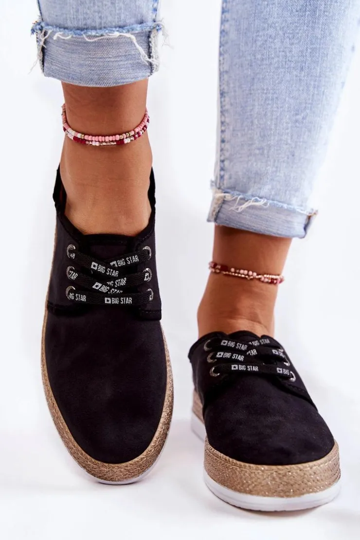 Clearance Big Star Shoes Damskie Niskie Trampki Memory Foam System Big Star KK276004 Czarne