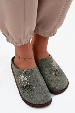 Online INBLU Damskie Obuwie Domowe Kapcie NL000011 Zielone Zielony