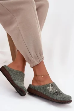 Online INBLU Damskie Obuwie Domowe Kapcie NL000011 Zielone Zielony