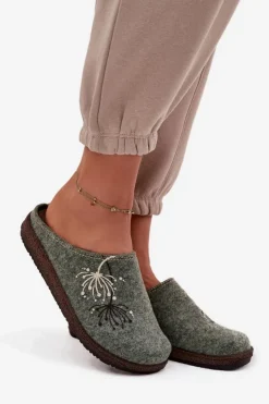 Online INBLU Damskie Obuwie Domowe Kapcie NL000011 Zielone Zielony