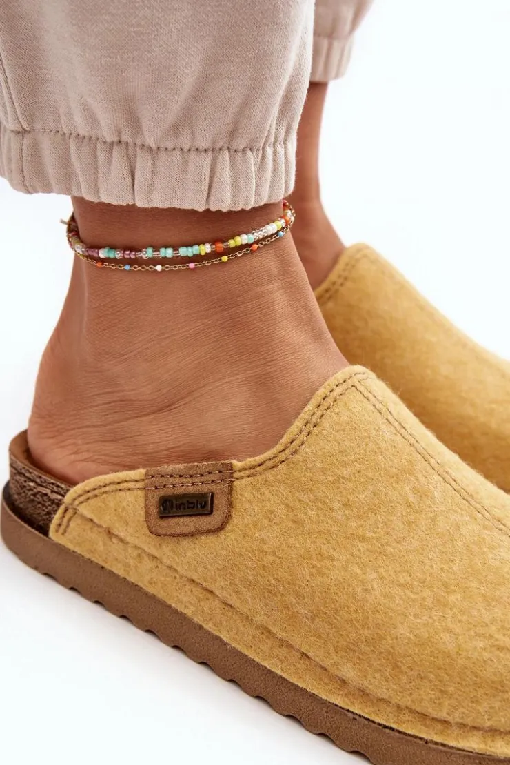 INBLU Kapcie Klasyczne|Klapki Damskie Klasyczne*Damskie Obuwie Domowe Kapcie DJ000010 Żółte