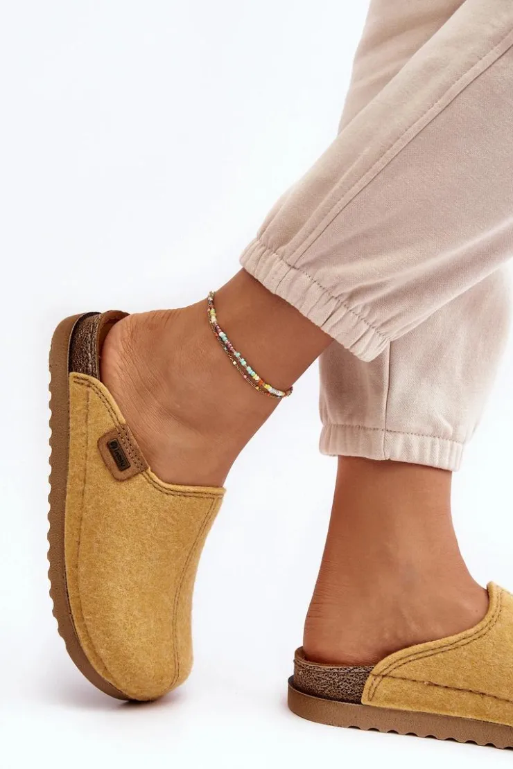 INBLU Kapcie Klasyczne|Klapki Damskie Klasyczne*Damskie Obuwie Domowe Kapcie DJ000010 Żółte