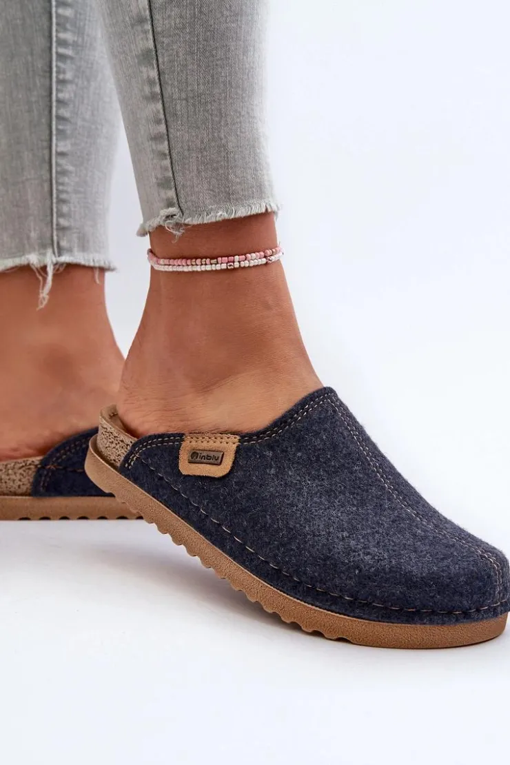 Discount INBLU Damskie Obuwie Domowe Kapcie DJ000010 Granatowe