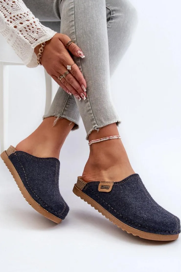 Discount INBLU Damskie Obuwie Domowe Kapcie DJ000010 Granatowe