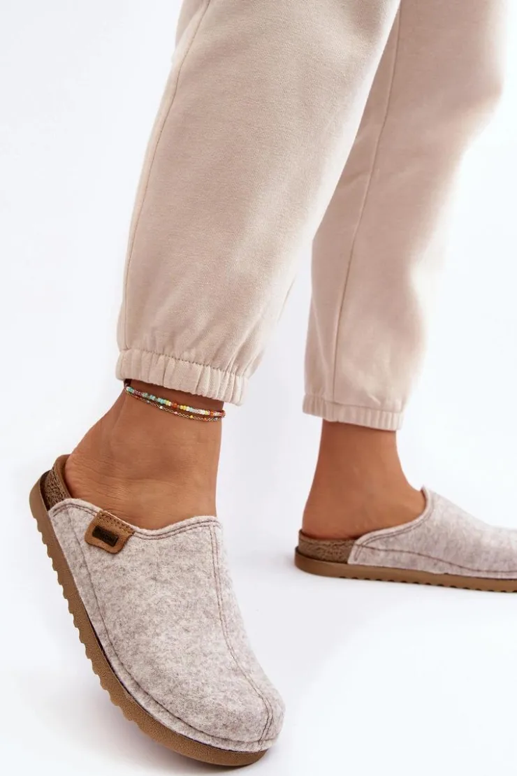 INBLU Kapcie Klasyczne|Klapki Damskie Klasyczne*Damskie Obuwie Domowe Kapcie DJ000010 Jasnobeżowe