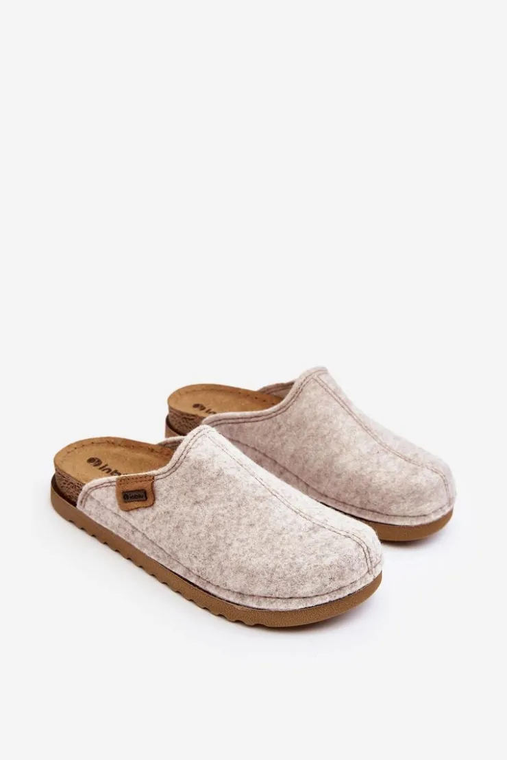 INBLU Kapcie Klasyczne|Klapki Damskie Klasyczne*Damskie Obuwie Domowe Kapcie DJ000010 Jasnobeżowe