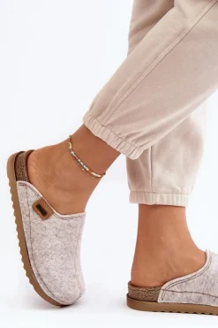 INBLU Kapcie Klasyczne|Klapki Damskie Klasyczne*Damskie Obuwie Domowe Kapcie DJ000010 Jasnobeżowe