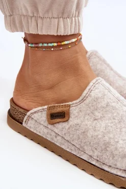 INBLU Kapcie Klasyczne|Klapki Damskie Klasyczne*Damskie Obuwie Domowe Kapcie DJ000010 Jasnobeżowe