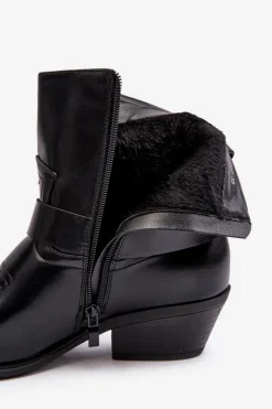 Damskie Boto Damskie Ocieplane Botki Kowbojki Czarne Venosa