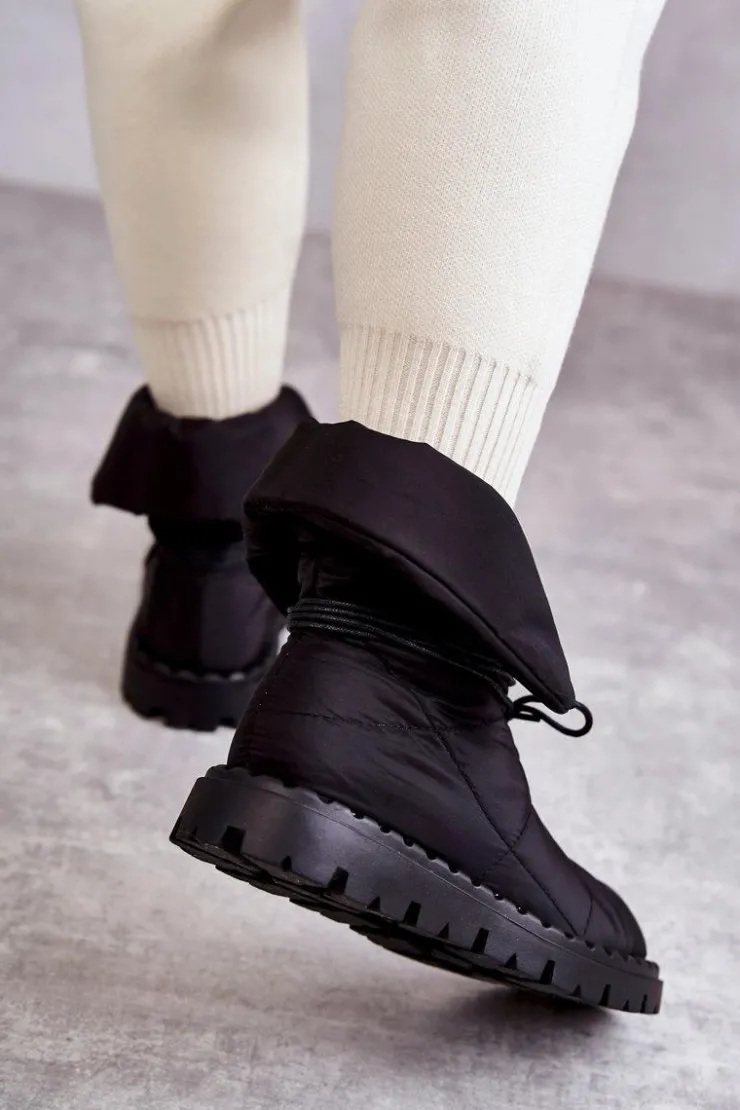 New Boto Damskie Ocieplane Botki Materiałowe Czarne Emelie