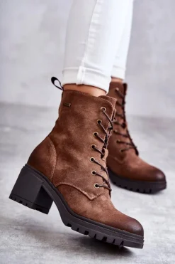 New Buty damskie Vinceza Damskie Ocieplane Botki Na Obcasie Brązowe Grethe