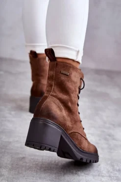 New Buty damskie Vinceza Damskie Ocieplane Botki Na Obcasie Brązowe Grethe