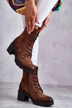 New Buty damskie Vinceza Damskie Ocieplane Botki Na Obcasie Brązowe Grethe