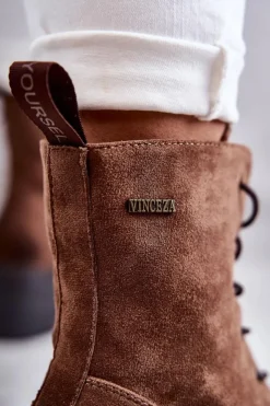 New Buty damskie Vinceza Damskie Ocieplane Botki Na Obcasie Brązowe Grethe
