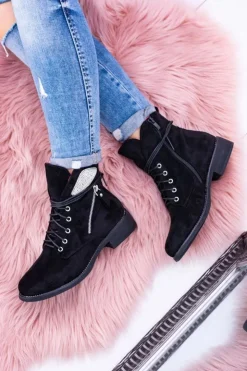 Damskie Boto Damskie Ocieplane Botki Na Zamek Cekiny Zamsz Cortina