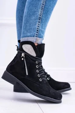 Damskie Boto Damskie Ocieplane Botki Na Zamek Cekiny Zamsz Cortina