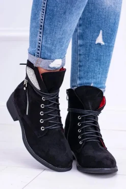 Damskie Boto Damskie Ocieplane Botki Na Zamek Cekiny Zamsz Cortina