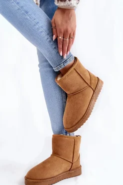 Boto Śniegowce Damskie*Damskie Ocieplane Botki Śniegowce Jasnobrązowe Virgina