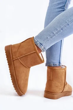 Boto Śniegowce Damskie*Damskie Ocieplane Botki Śniegowce Jasnobrązowe Virgina