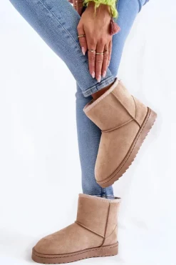 Damskie Boto Damskie Ocieplane Botki Śniegowce Jasnobeżowe Virgina