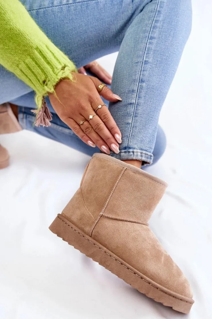 Damskie Boto Damskie Ocieplane Botki Śniegowce Jasnobeżowe Virgina