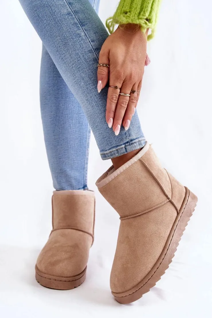 Damskie Boto Damskie Ocieplane Botki Śniegowce Jasnobeżowe Virgina