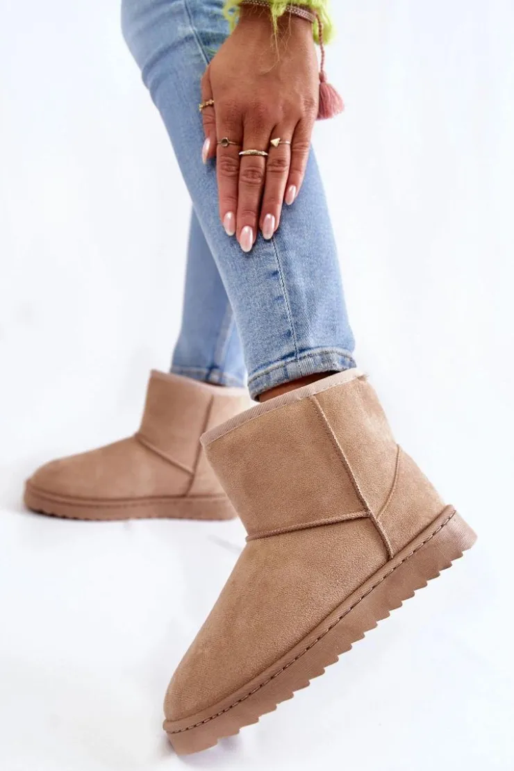 Damskie Boto Damskie Ocieplane Botki Śniegowce Jasnobeżowe Virgina