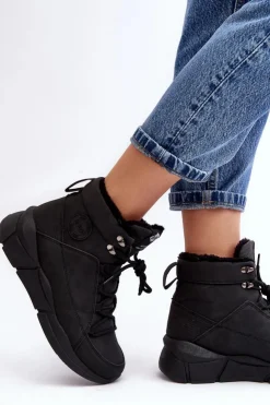 Lee Cooper Trekkingowe Damskie|Damskie Trapery*Damskie Ocieplane Botki Na Platformie LCJ-23-44-1979L Czarne