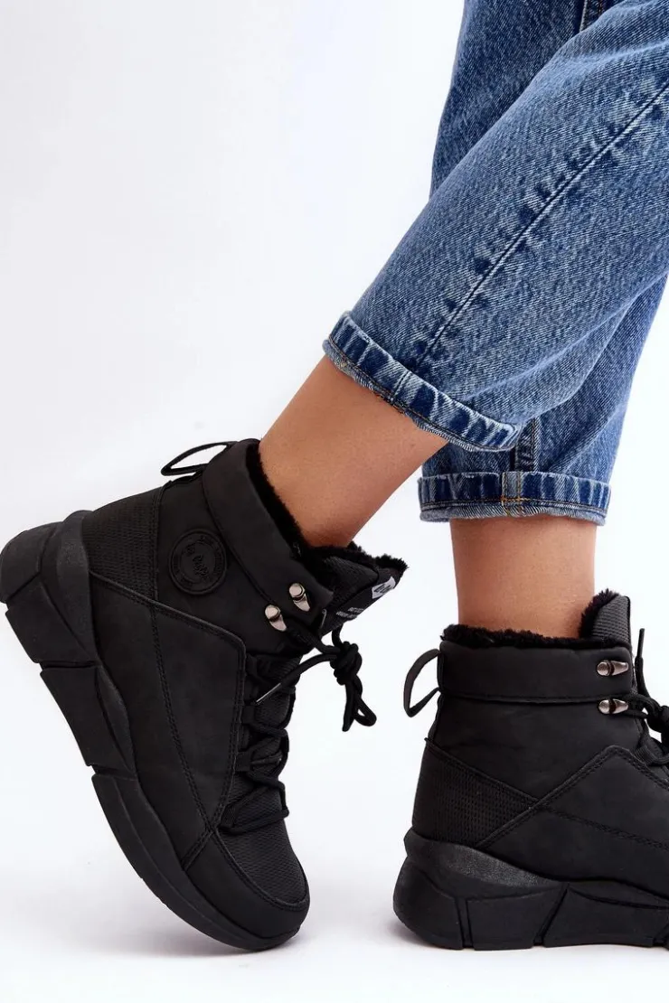Lee Cooper Trekkingowe Damskie|Damskie Trapery*Damskie Ocieplane Botki Na Platformie LCJ-23-44-1979L Czarne