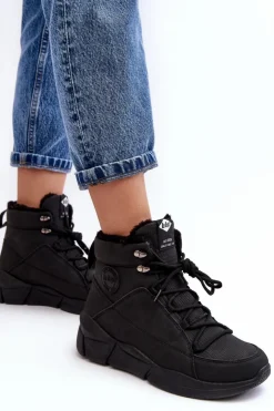 Lee Cooper Trekkingowe Damskie|Damskie Trapery*Damskie Ocieplane Botki Na Platformie LCJ-23-44-1979L Czarne