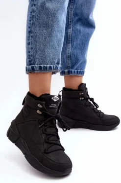 Lee Cooper Trekkingowe Damskie|Damskie Trapery*Damskie Ocieplane Botki Na Platformie LCJ-23-44-1979L Czarne