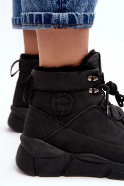 Lee Cooper Trekkingowe Damskie|Damskie Trapery*Damskie Ocieplane Botki Na Platformie LCJ-23-44-1979L Czarne