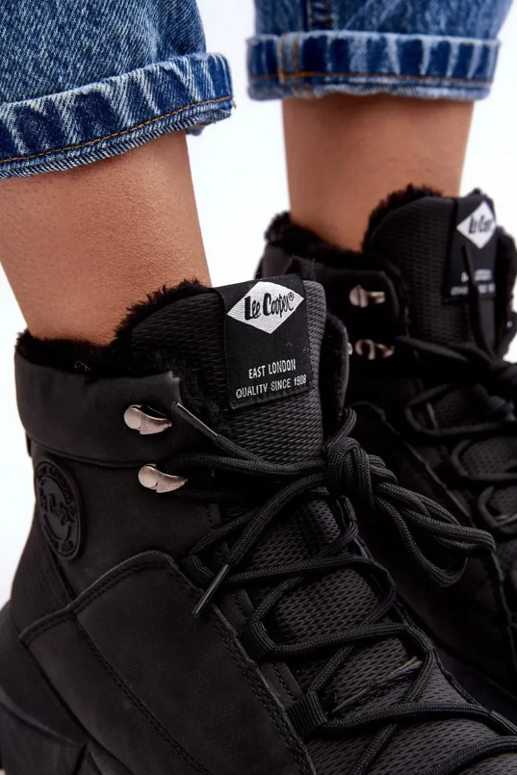 Lee Cooper Trekkingowe Damskie|Damskie Trapery*Damskie Ocieplane Botki Na Platformie LCJ-23-44-1979L Czarne