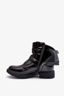 Boto Czarne Botki|Botki Zimowe Damskie*Damskie Ocieplane Botki Na Płaskim Obcasie Z Suwakiem Czarne Joshie