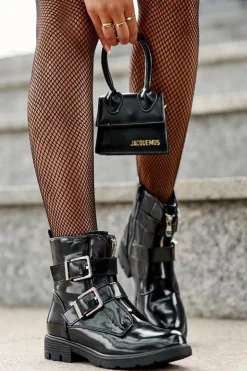 Boto Czarne Botki|Botki Zimowe Damskie*Damskie Ocieplane Botki Na Płaskim Obcasie Z Suwakiem Czarne Joshie