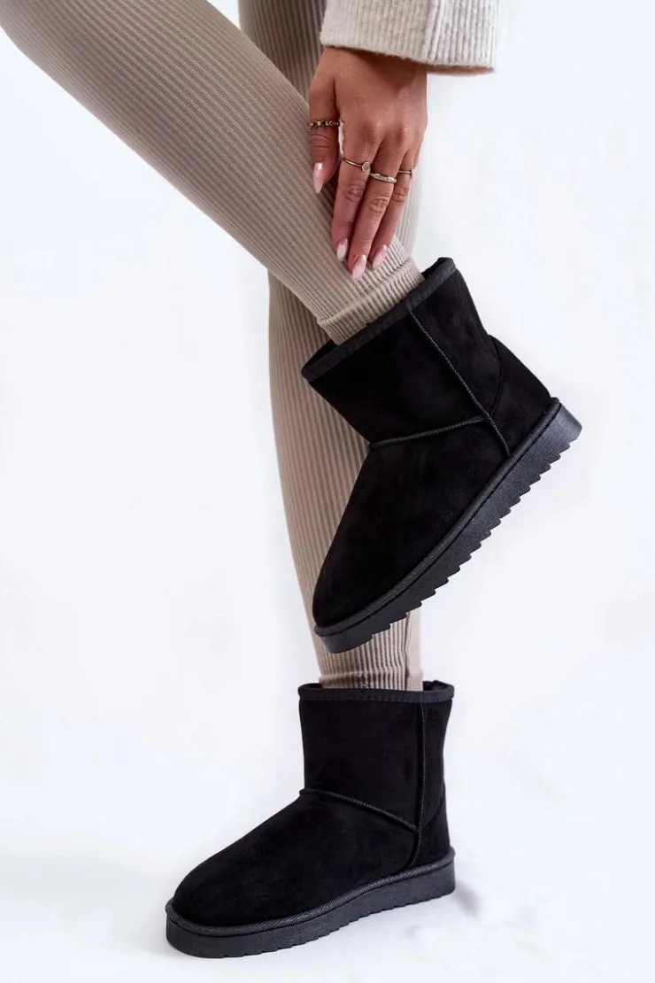 Outlet Boto Damskie Ocieplane Botki Śniegowce Czarne Virgina