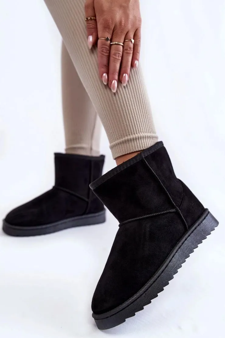 Outlet Boto Damskie Ocieplane Botki Śniegowce Czarne Virgina