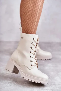 Damskie Buty damskie Vinceza Damskie Ocieplane Botki Na Obcasie Jasny Beż Grethe