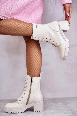 Damskie Buty damskie Vinceza Damskie Ocieplane Botki Na Obcasie Jasny Beż Grethe