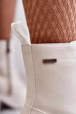 Damskie Buty damskie Vinceza Damskie Ocieplane Botki Na Obcasie Jasny Beż Grethe