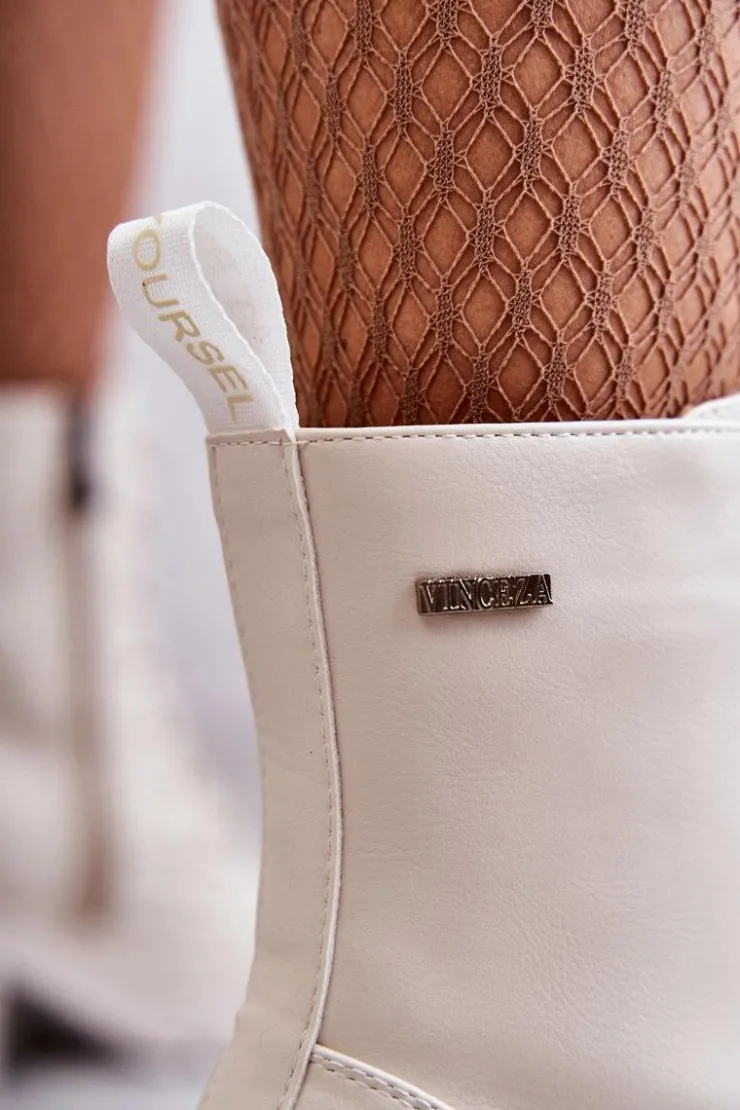 Damskie Buty damskie Vinceza Damskie Ocieplane Botki Na Obcasie Jasny Beż Grethe