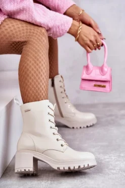 Damskie Buty damskie Vinceza Damskie Ocieplane Botki Na Obcasie Jasny Beż Grethe