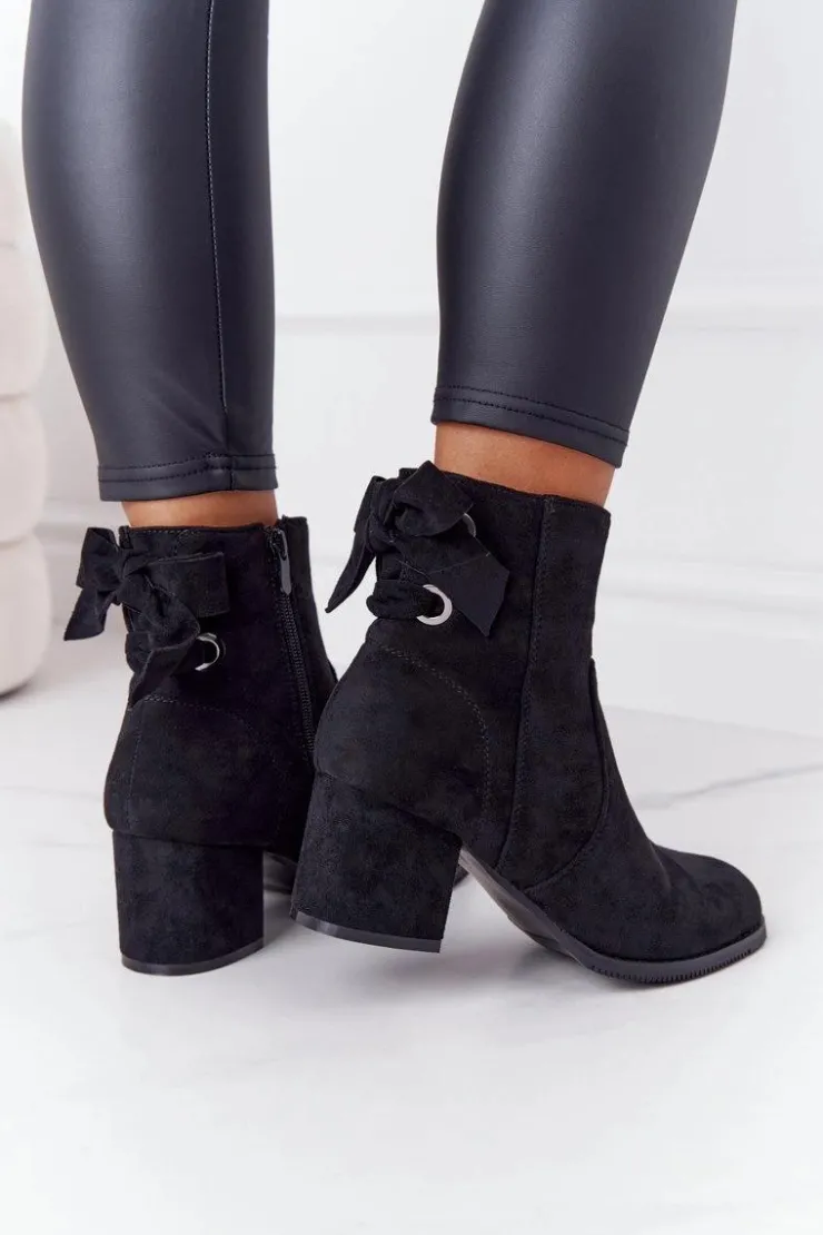 Clearance Boto Damskie Ocieplane Botki Na Słupku Czarne Kayla