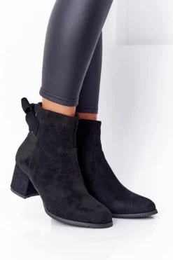 Clearance Boto Damskie Ocieplane Botki Na Słupku Czarne Kayla